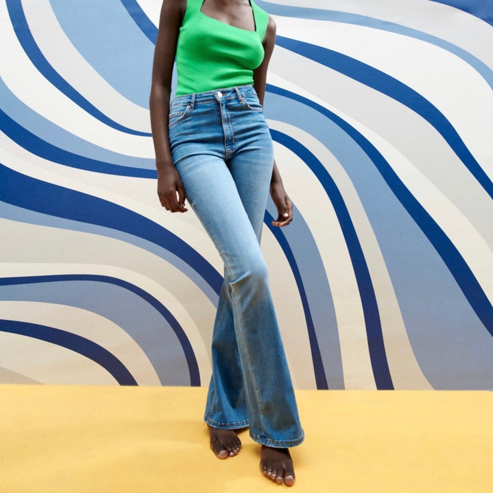 Zara skinny flare blue jeans NWT